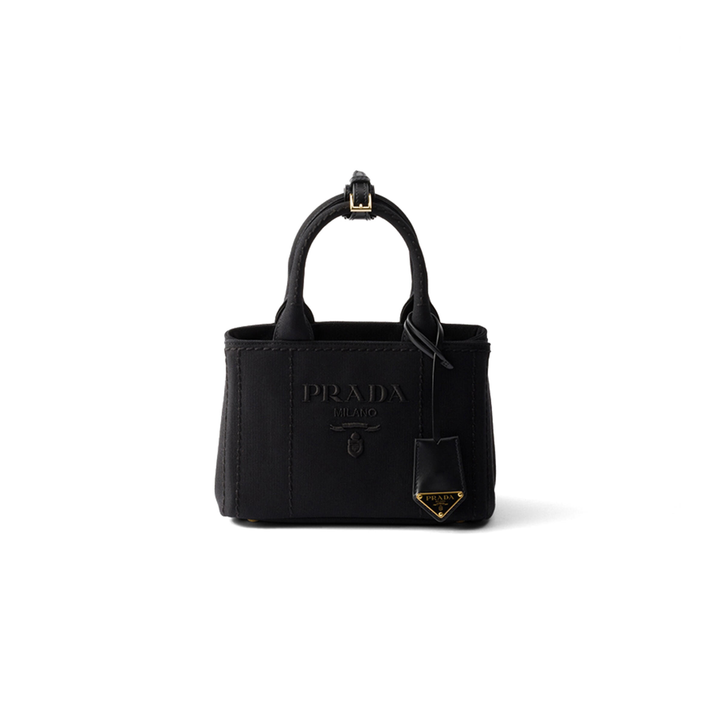 PRADA JARDINIÈRE MINI COTTON CANVAS HANDBAG 1BA038 (22*15*13cm)
